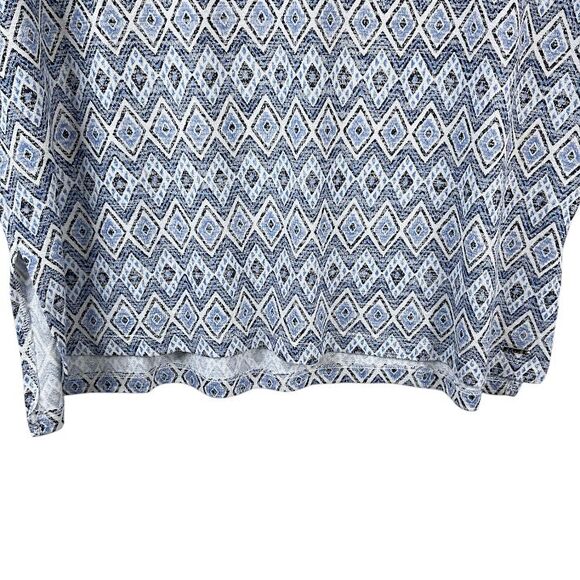 Orvis Womens Size LARGE V-Neck Short Sleeve Top Blue Diamond Casual Shirt - Picture 6 of 9